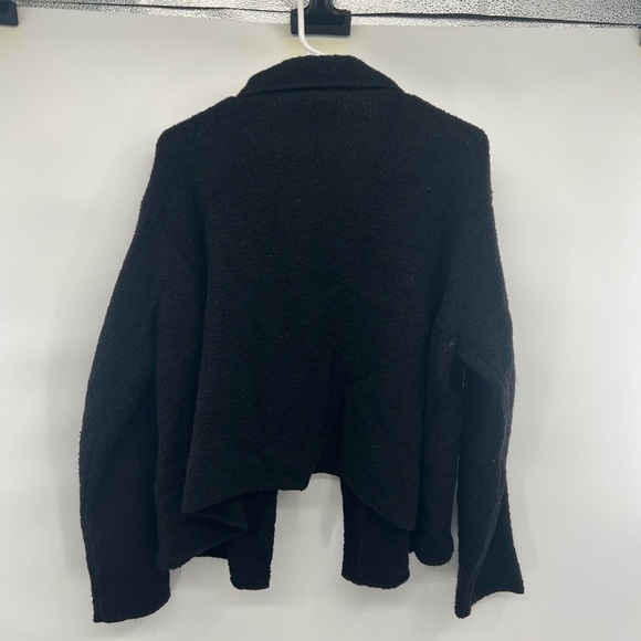 Eileen Fisher black wool black drape cardigan sweater size PL - Picture 9 of 9